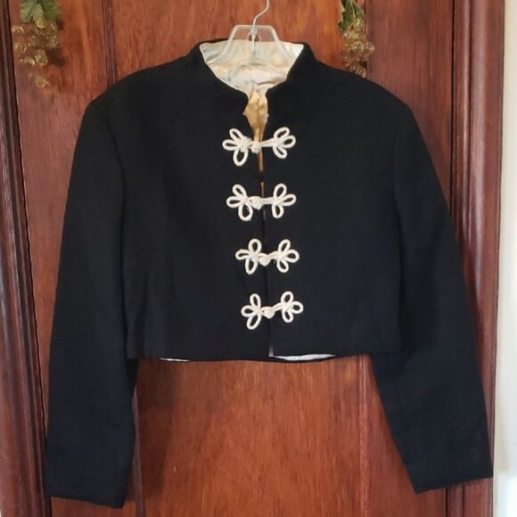 Vintage 60's Cropped Mandarin Style Collar Bolero Jacket Size Medium - Picture 2 of 16